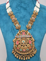 Beaded Temple Style Antique Sterling Silver Long Necklace Set