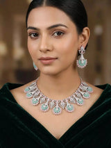 Pastel Stone Choker Necklace Set with Drop Earrings