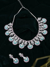 Pastel Stone Choker Necklace Set with Drop Earrings