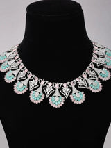 Pastel Stone Choker Necklace Set with Drop Earrings
