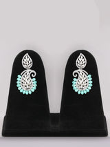 Sea Green Paisley American Diamond Necklace Set with Earrings