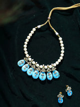 Lacquer Stone, Pearl and Kundan Drop Necklace Set