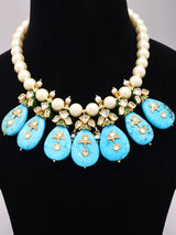 Lacquer Stone, Pearl and Kundan Drop Necklace Set