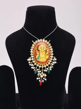 Polki Chaturbhuj Ganesha Pendant with Pearl Drops