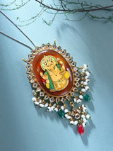 Polki Chaturbhuj Ganesha Pendant with Pearl Drops