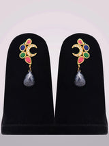 Peacock Kundan Lacquer Necklace Set with Pearls and Quartz