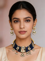 Lord Krishna Kundan Lacquer Multi Strand Necklace and Earring Set