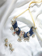 Lord Krishna Kundan Lacquer Multi Strand Necklace and Earring Set
