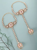 Kundan Stone Studded Brass Hath Phool Bracelet