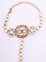 Kundan Stone Studded Brass Hath Phool Bracelet