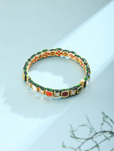 Meenakari Kundan Navratna Green Lacquer Bangles