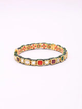 Meenakari Kundan Navratna Green Lacquer Bangles