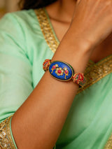Meenakari Lacquer Brass Silver Alloy Openable Bangles