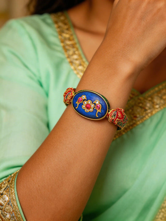 Meenakari Lacquer Brass Silver Alloy Openable Bangles