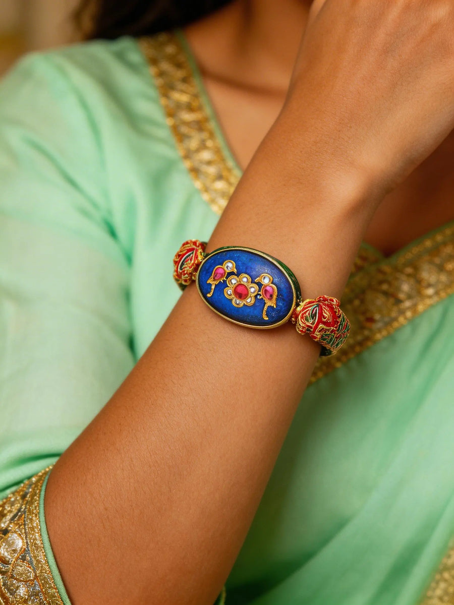 Meenakari Lacquer Brass Silver Alloy Openable Bangles