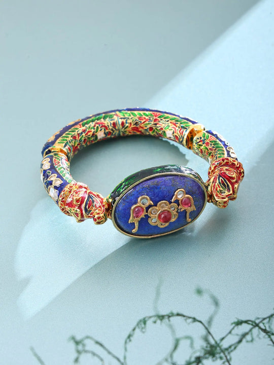 Meenakari Lacquer Brass Silver Alloy Openable Bangles