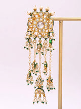 Floral Polki and Pearl Lacquer Earrings With Danglers