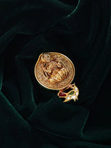 Goddess Lakshmi Temple Brass Silver Lacquer Brooch