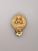 Goddess Lakshmi Temple Brass Silver Lacquer Brooch
