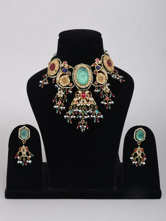 Kundan Lacquer Multicolour Beaded Necklace Set