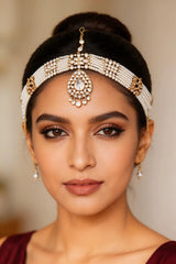 Kundan Pearl Multi-Strand Bridal Matha Patti Maang Tikka