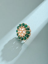 Beaded Floral Kundan Stone Studded Adjustable Ring