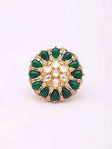 Beaded Floral Kundan Stone Studded Adjustable Ring