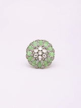 Beaded Floral Kundan Stone Studded Adjustable Ring