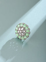 Beaded Floral Kundan Stone Studded Adjustable Ring