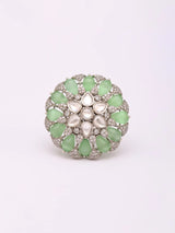 Beaded Floral Kundan Stone Studded Adjustable Ring