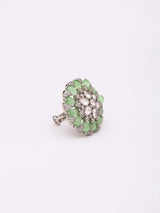 Beaded Floral Kundan Stone Studded Adjustable Ring