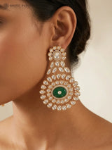 Floral Kundan Earrings with Meenakari Stonework in Brass