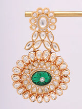 Floral Kundan Earrings with Meenakari Stonework in Brass