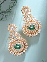 Floral Kundan Earrings with Meenakari Stonework in Brass
