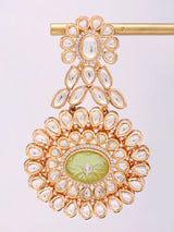 Floral Kundan Earrings with Meenakari Stonework in Brass