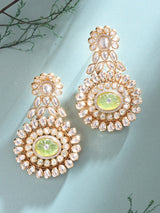 Floral Kundan Earrings with Meenakari Stonework in Brass