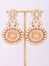 Floral Kundan Earrings with Meenakari Stonework in Brass