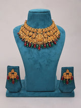 Temple Jewellery Lakshmi and Peacock Brass Necklace Set