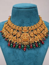 Temple Jewellery Lakshmi and Peacock Brass Necklace Set