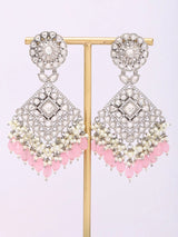 Geometric Kundan Earrings with Pearl Drops and Beads