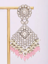Geometric Kundan Earrings with Pearl Drops and Beads