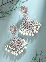 Geometric Kundan Earrings with Pearl Drops and Beads