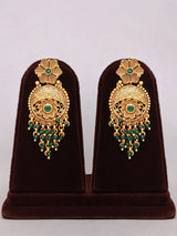 Floral Green Bead Kundan Necklace and Earrings Set