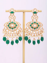 Kundan Chandbali Earrings with Pearl and Meenakari Drops