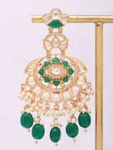 Kundan Chandbali Earrings with Pearl and Meenakari Drops