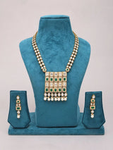 Moissanite Drop Cut Green and Gold Brass Necklace and Earrings Set