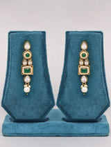 Moissanite Drop Cut Green and Gold Brass Necklace and Earrings Set
