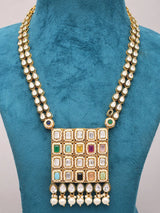 Moissanite Drop Cut Green and Gold Brass Necklace and Earrings Set