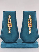 Moissanite Drop Cut Green and Gold Brass Necklace and Earrings Set