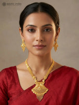 Temple Jewellery Gold Plated Copper Necklace and Earrings Set